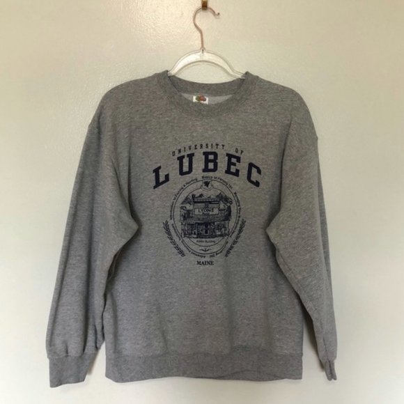 University of Lubec Maine Funny Sweatshirt Crewneck Grey Large - Picture 1 of 5